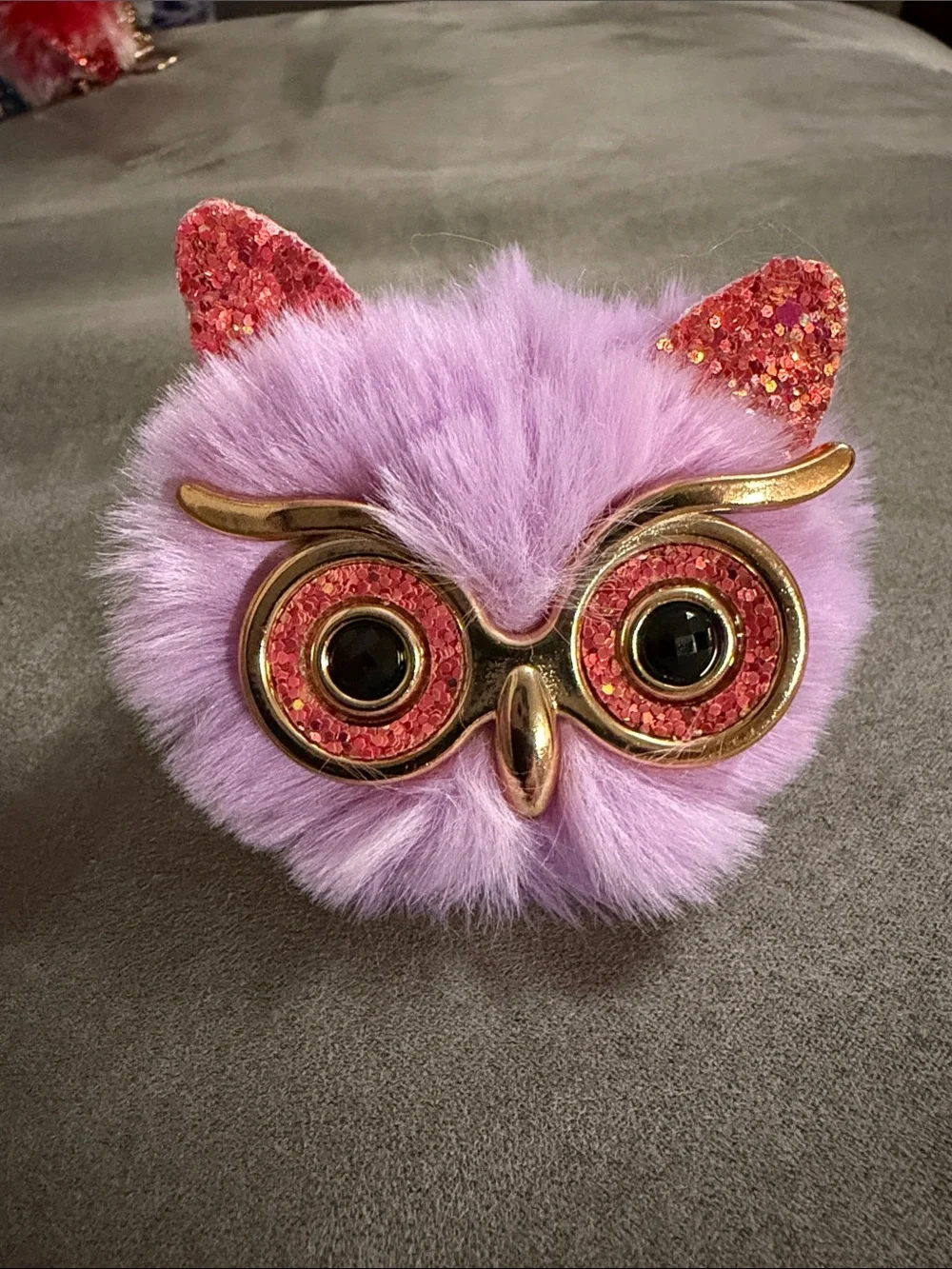 Faux Fur Owl Keychain Charm - Multicolor Options B 25